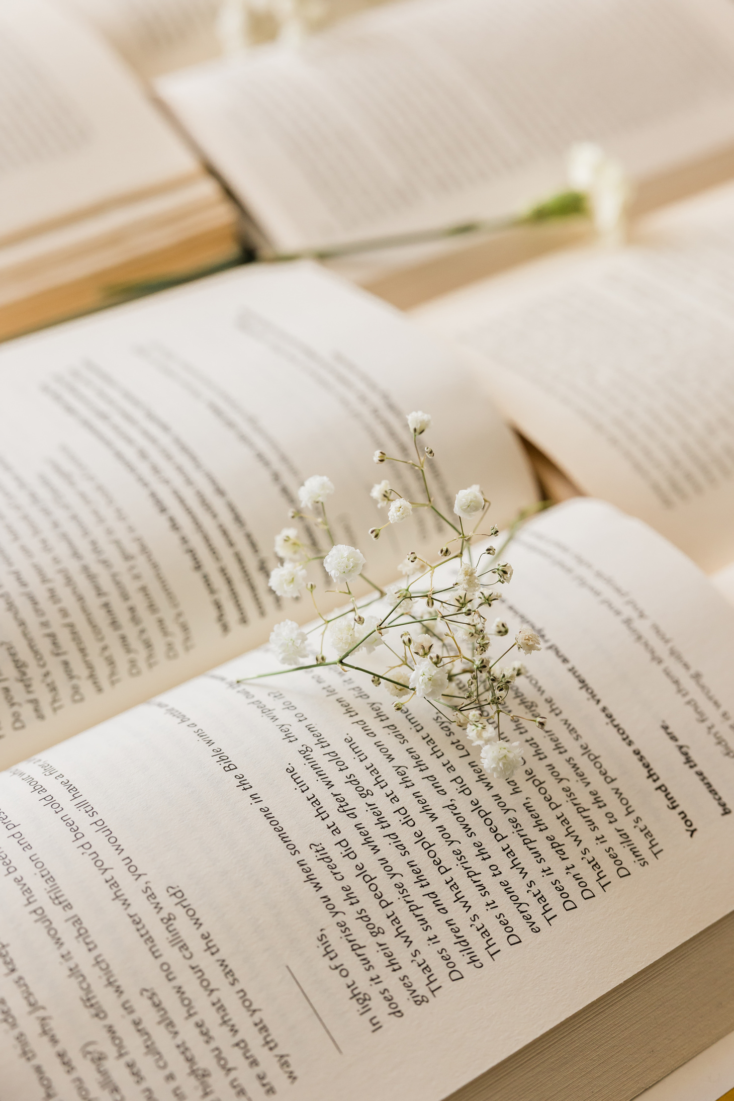 Open Books with Flowers 